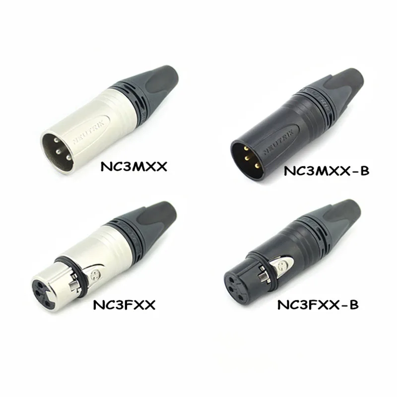 Neutrik NC4MXX 4-Core XLR Male/Female Plug with Color Coding Rings for DIY Audio Cable - Multiple Colors & Plating Options