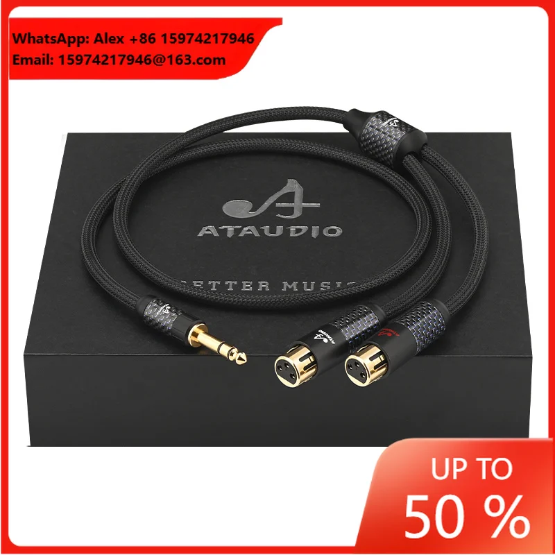 ATAUDIO 6.5mm Dual XLR Male/Female Audio Cable Square OCC Instrument Guitar Microphone Hifi 6.5 2Xlr Piano Monitor Combination