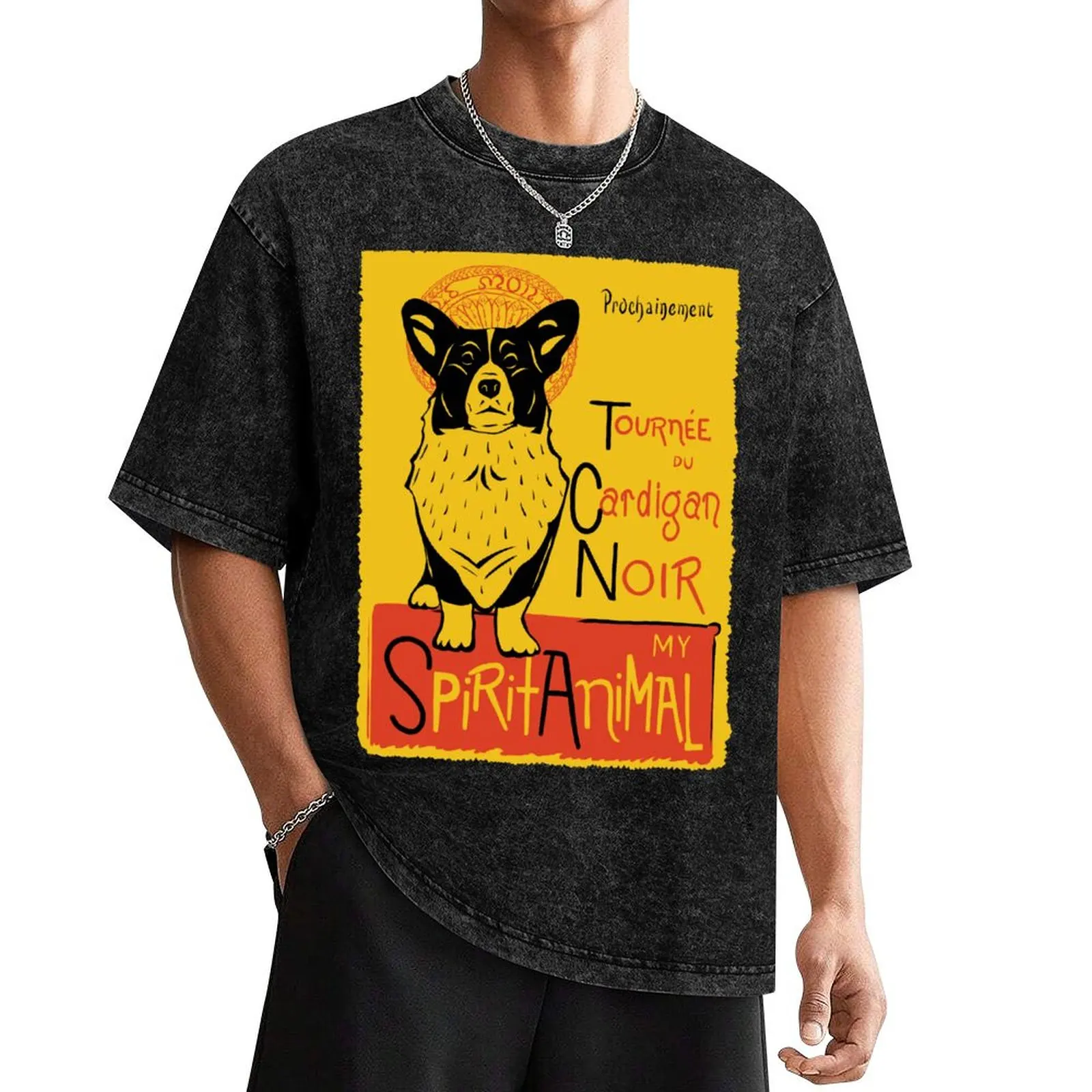 

Funny Cardigan Welsh Corgi Cute Dog Chat Noir Mashup Art Design T-Shirt oversized summer 2025 funny gifts t shirt men