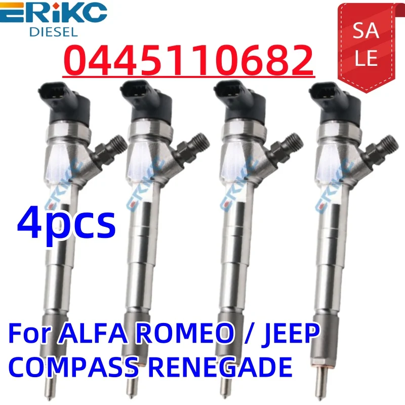 4 PCS 0445110682 55263233 New Diesel Fuel Injector Nozzle For ALFA ROMEO / JEEP COMPASS RENEGADE / FIAT 500X TORO 2.0 CRD