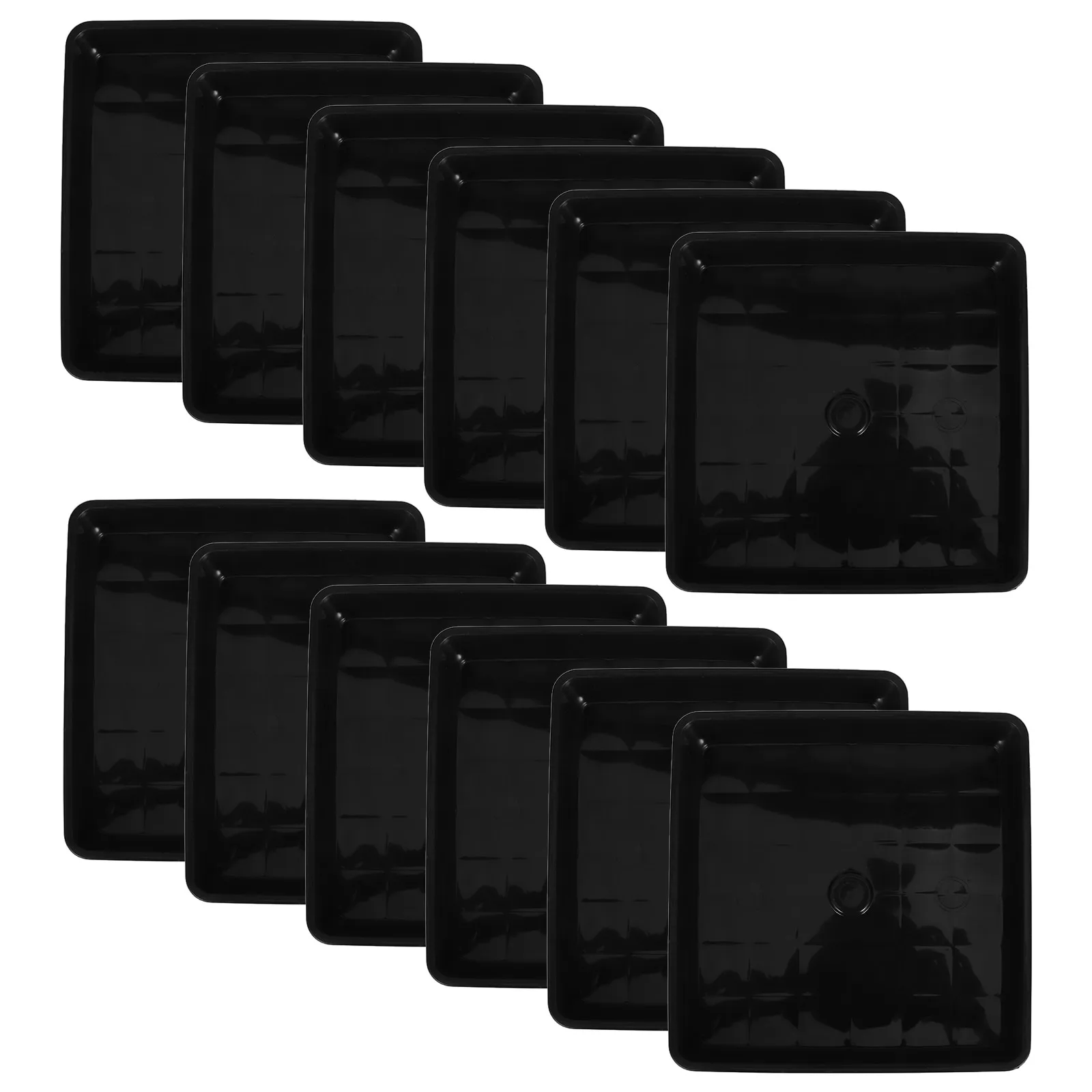 

12pcs Black 120 Square Flower Pot Bottom Mat Tray Drip Plate Saucer Plant Holder Gardening Trays Bonsai Plates