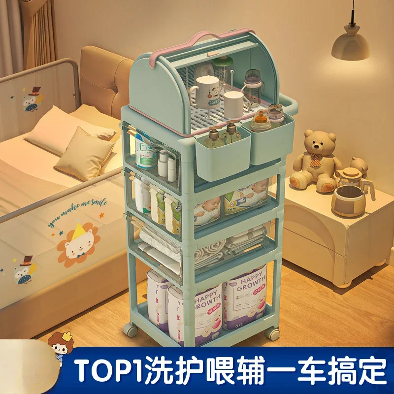 Baby Products Storage Rack Baby Storage Cabinet Feeding Table Mobile Bottle Storage Rack for Newborns