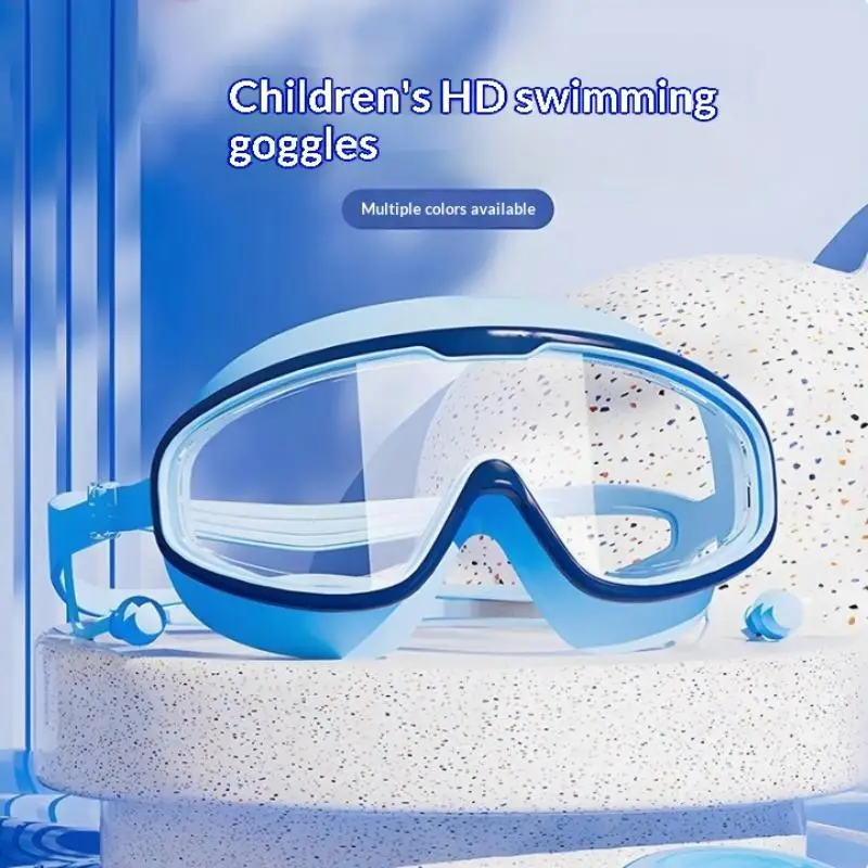 ~1Pcs Children Swimming Goggles With Earplugs For Boys Girls Professional Diving Goggles Waterproof Anti Fog Large Frame Goggles