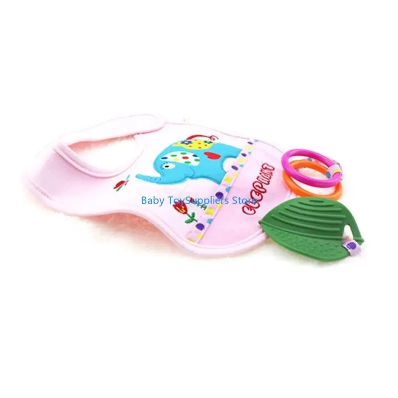 

R1WF Baby Bib Feeding Saliva Towel Newborn Cartoon Apron Adjustable Saliva Towel with Catcher Teething Toy Infants Shower