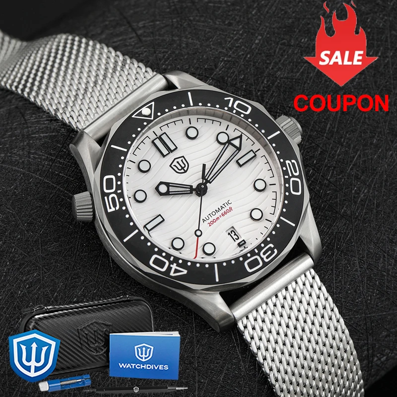 Watchdives WD007 V3 Orologi da uomo NH35 Movimento automatico Orologio con cinturino in nylon Orologi meccanici impermeabili da 200 m con confezione regalo