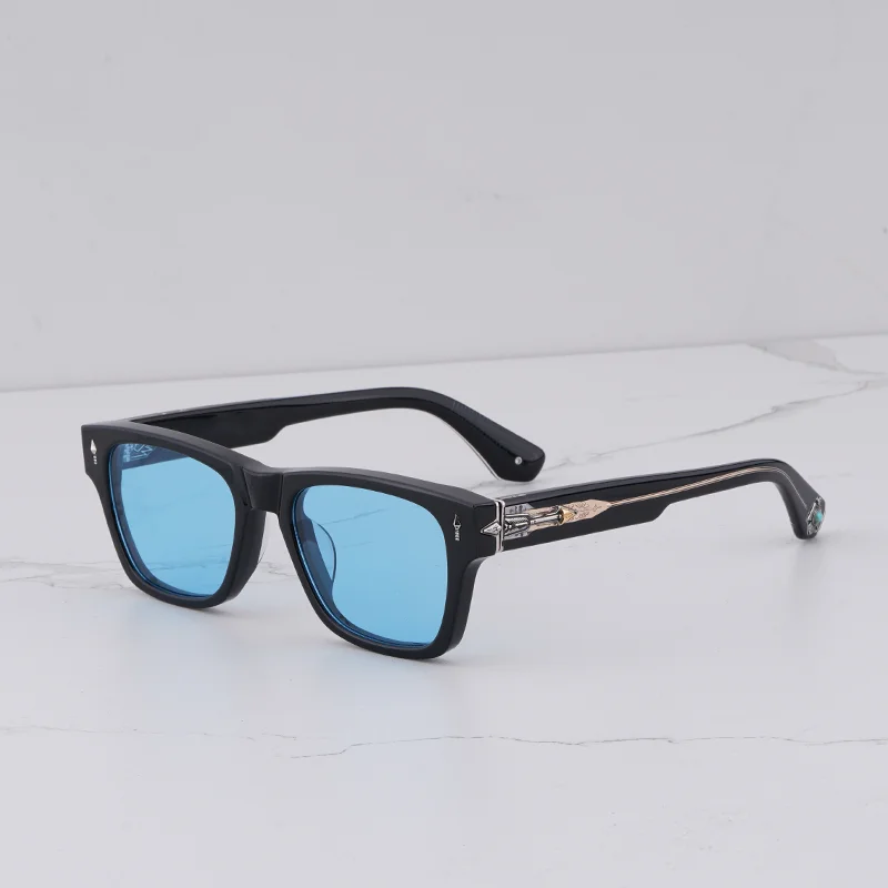 

Classical Women's Vintage Black Sunglasses Light Luxury Retro Square Sunnies Fashionable Thick Acetate Solar Glasses