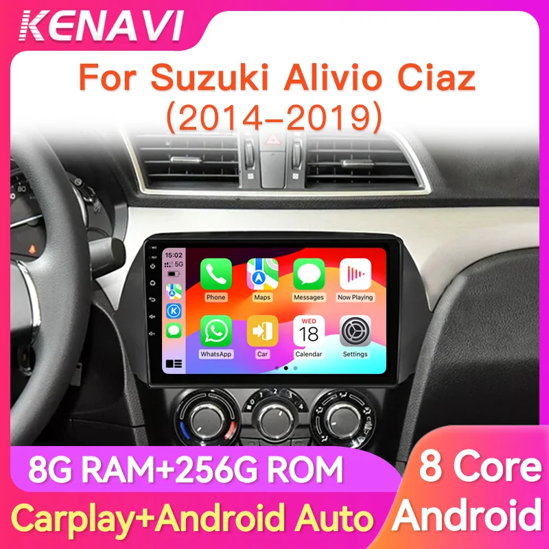 2Din Car Stereo Radio For Suzuki Alivio Ciaz 2014-2019 Multimedia Player GPS RDS Wireless Carplay Android Auto Head Unit Screen