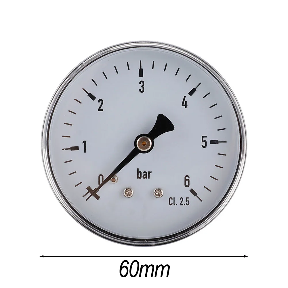 1pc Air Pressure Gauge 0-6 Bar Water Pressure Measuring Gauge 1/4 Inch Brass Connection For Water Compressed Air Pressure Gauge