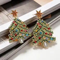 Exaggerated Creativity Rhinestone Christmas Tree Earrings Wholesale
