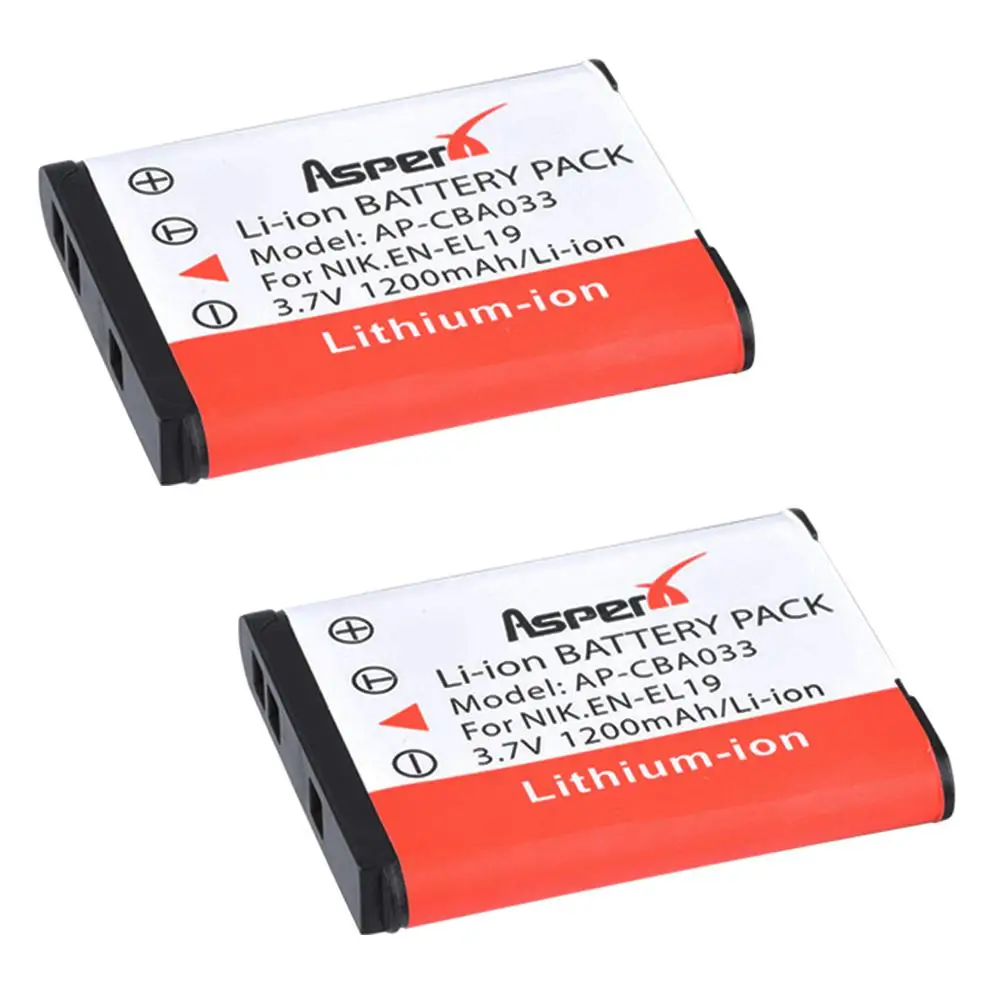 ENEL19 Bateria para Nikon Coolpix, EN EL19, S100, S2500, S2600, S3100, S3200, S3300, S4100, S4200, S4300, S6600, S6900, L10, 1200mAh