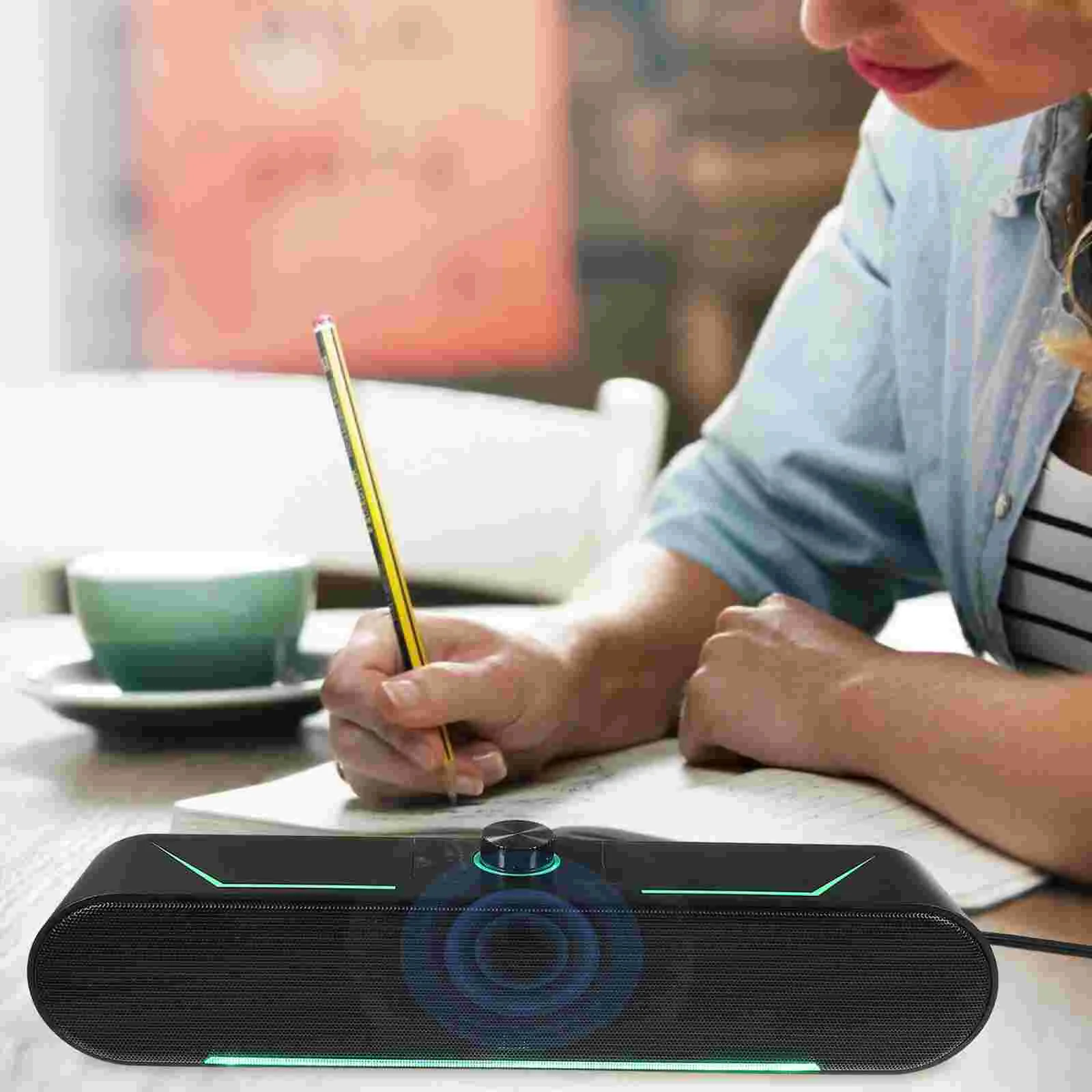 Wired Long Luminous Stereo Speaker Computer Mini Soundbar System For Tablet Speakers Home Three-dimensional