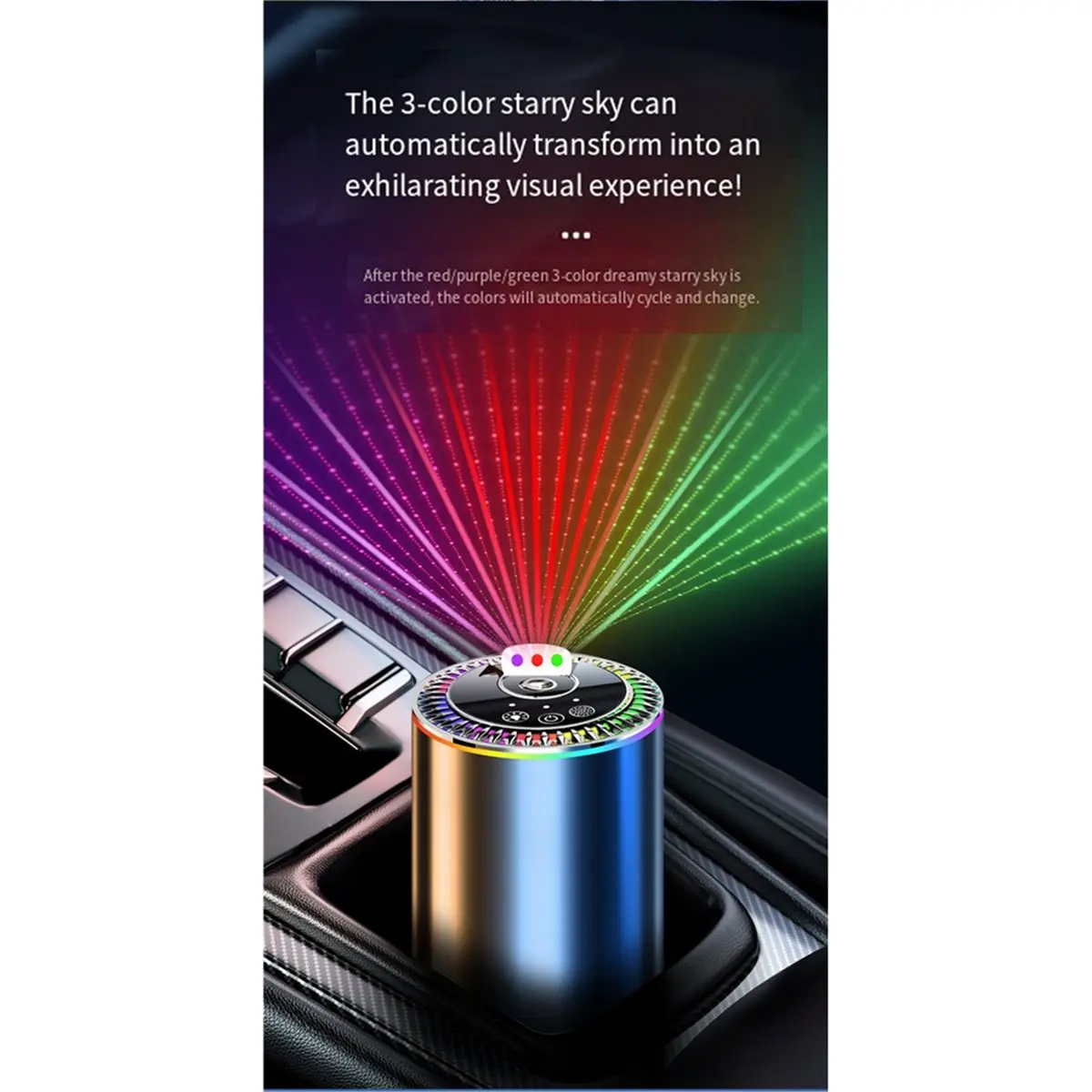 NEW Car Air Freshener with Starry Top Light 3-Color Car Perfume Fragrance Diffuser Deodorization Aroma Fragrance Diffuser