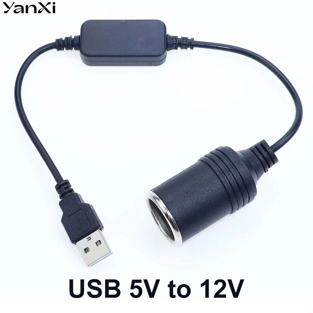 5V To 12V Cigarette Lighter Socket USB Male to Female Cigarette Converter Power Adapter  Plug Car Electronics Accessories