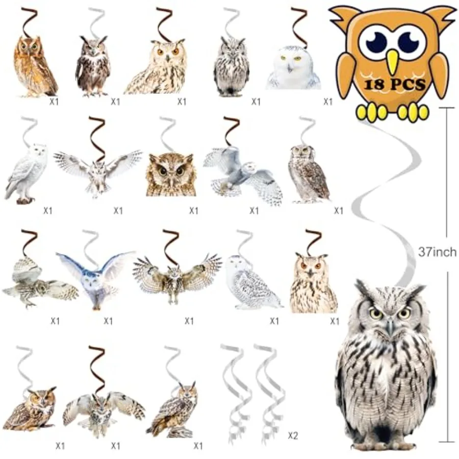 Owl Theme Hanging Swirls Owl Birthday Party Decorations Woodland Animal Party Hanging Foil Whirls Ceiling Streamers Decoration