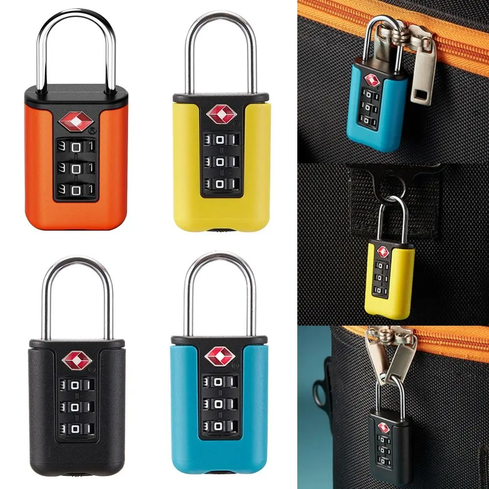 Anti-theft TSA 3 Digit Combination Lock Customs Password Lock Suitcase Luggage Coded Lock Cabinet Lock Contrast Color Padlock