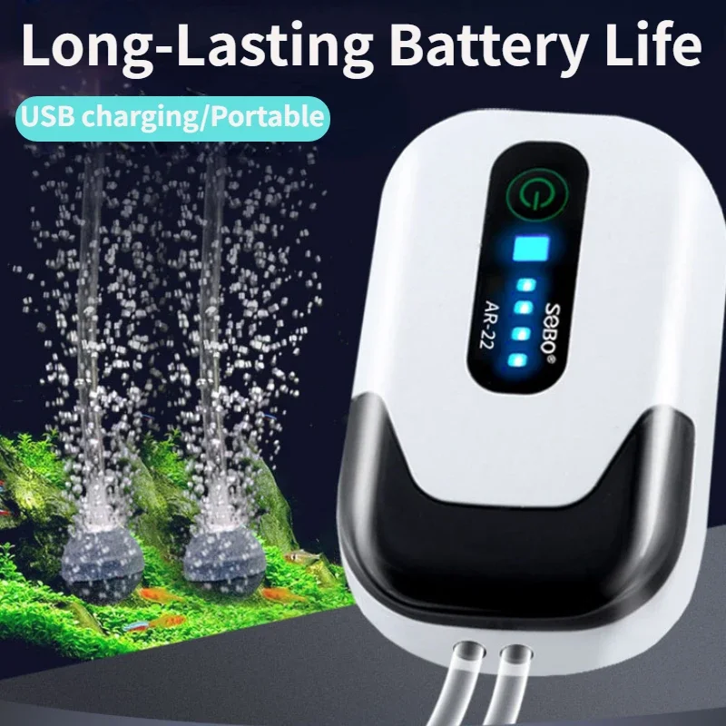 

6000mAh Aquarium Oxygen Air Pump 120hour Compressor Fish Air Pump Tank USB Charging Portable Exhaust Ultra Mute Outdoor Fishing