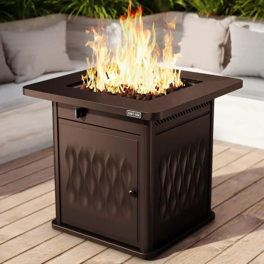 

28'' Propane Fire Pit Table,50,000 BTU Steel Gas FirePit for Outdoor, Outside Patio Deck and Garden,Fire Table with Magnetic Lid