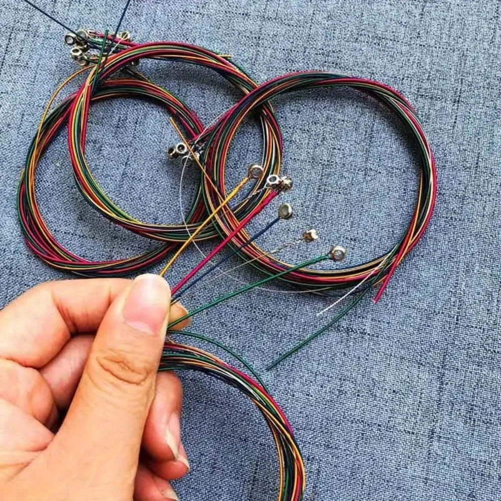 6Pcs/Set Multi Color Acoustic Guitar Strings Rainbow Colorful E-A Strings For Folk Classic Acoustic Guitar Accessories