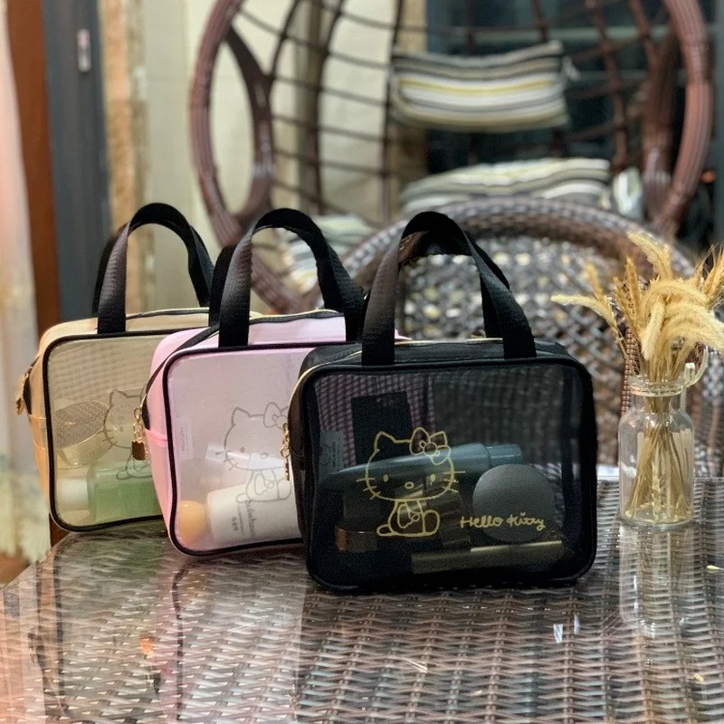 

Sanrio Hello Kitty Portable Cosmetic Bag Handbags for Women Makeup Case Wash Bag Women Bag Makeup Purse Transparent Bag Kawaii