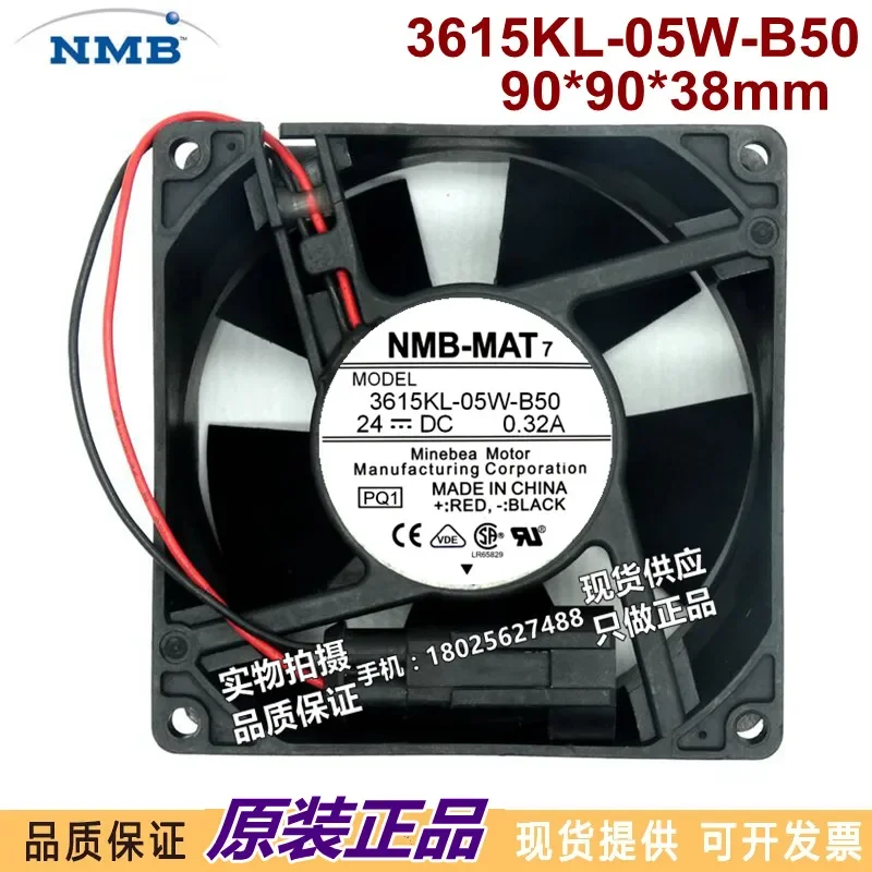 for NMB 3615KL-05W-B50 24V 9238 0.32A 9CM Cooling Fan for ABB Inverter Dedicated Heat Dissipation Blower