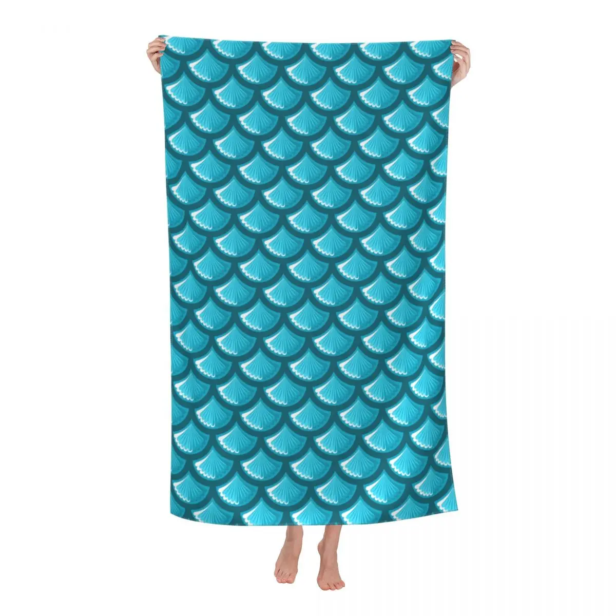 Blue River Fish Scales Beach Towel Quick Dry Colorful Mermaid Super Soft Microfiber Pool Sauna Towels