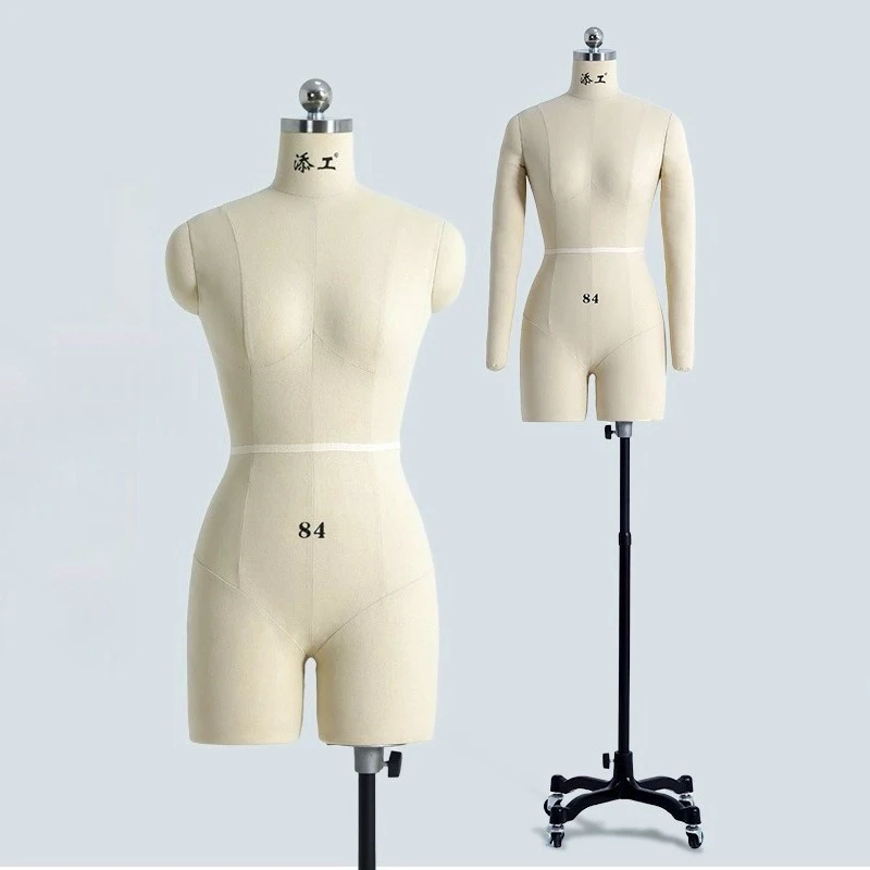 Baumwollbezogene weibliche Schneiderpuppen mit Beinen für Kleiderdesign, Büsten, Nähen, Schneider, Kleiderständer zum Anstecken