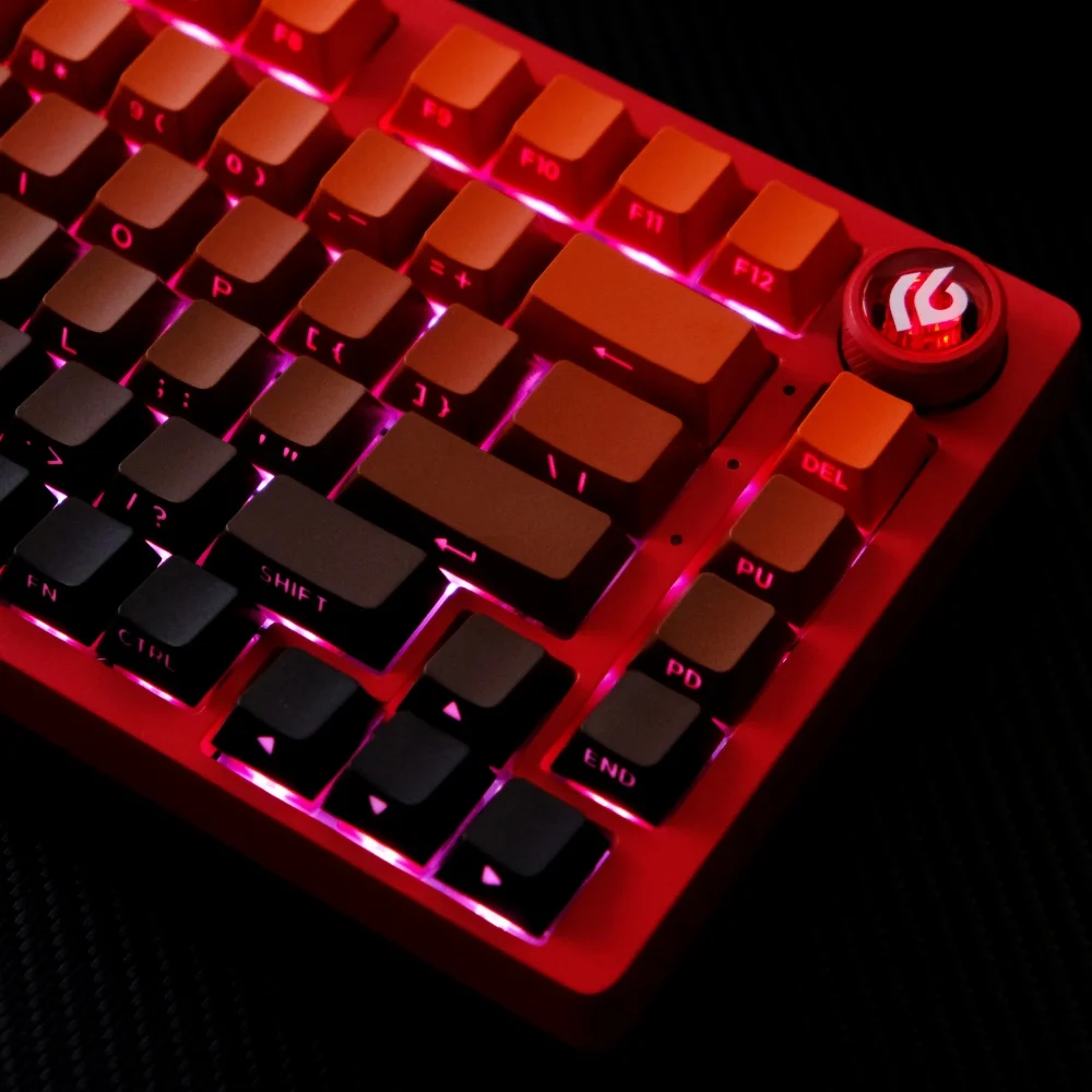 KBDiy 133 Keys Side Printed Gradient Red Keycaps for Mechanical Keyboard Keycap PBT Cherry Profile Custom Key Cap for MX Switch
