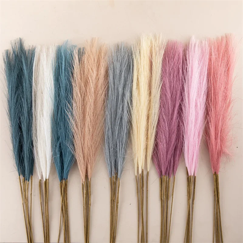 10 pçs flor artificial pampas grama planta falsa reed decoração de casamento flores azul pampas buquê boho decoração acessórios para casa