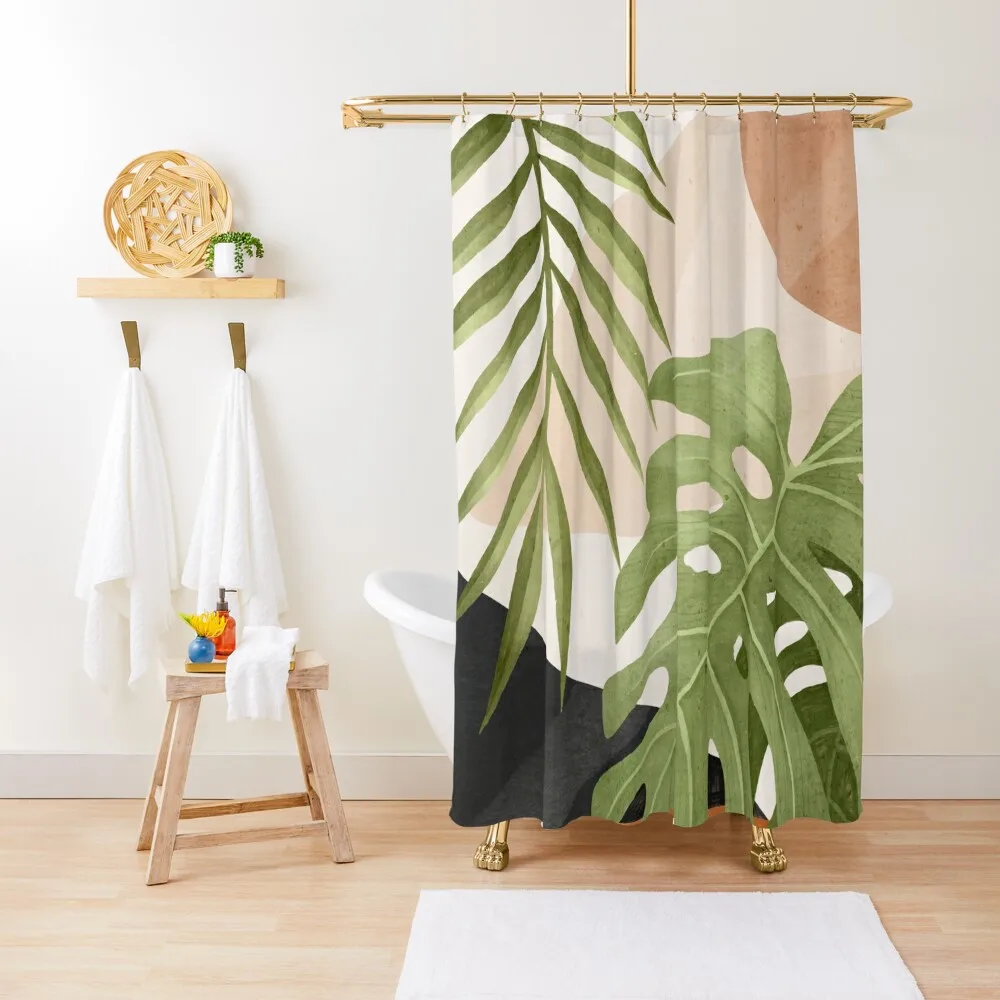 

Abstract Art Tropical Leaves 21 Shower Curtain Bathroom Box Cover Bathroom Decor Elegant Bathroom Curtain