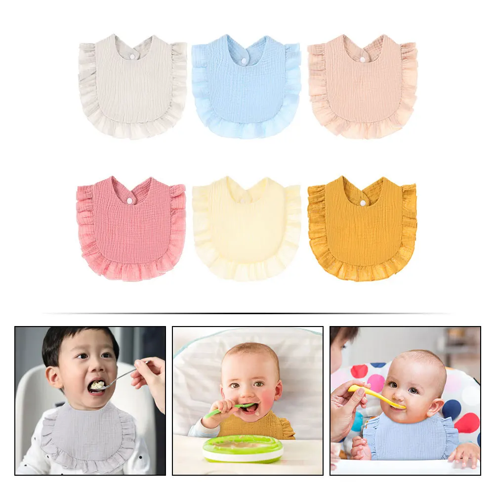 6 Buah Celemek Makan Bayi Katun untuk Balita, Lembut, Menyerap Air Liur, untuk Bayi yang Sedang Tumbuh Gigi, Dapat Digunakan Kembali, Dapat Dicuci, Celemek Bayi Perempuan