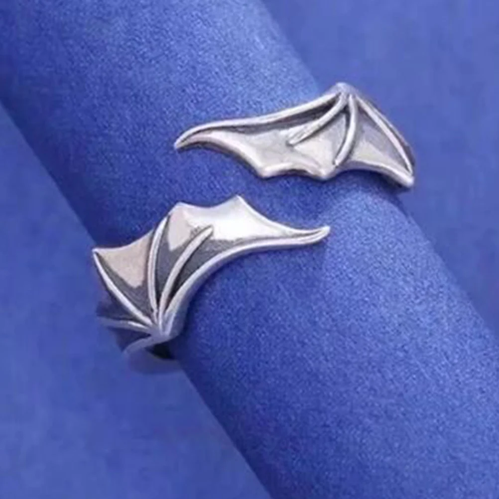 2 Pcs Angle Wing Finger Ring Bat Jewelry Rings Open for Couple Decoration Beginning Adjustable