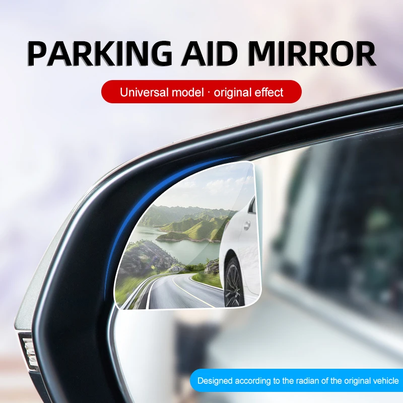 1Pair New Car Blind Spot Mirror HD Glass Frameless 360 Degree Wide Angle Adjustable Convex Rearview Mirror Parking Assist Mirror