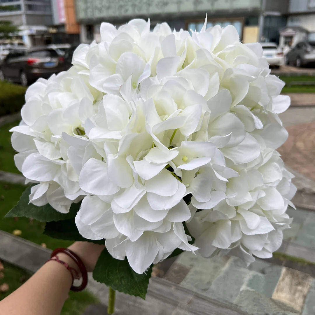 Large Artificial Bouquet Silk Hydrangeas Roses Wedding Bridal Bouquet Fake Flowers Home Party Living Room Decoration Accessories