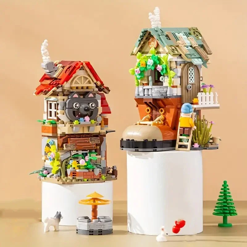 Simulated Fairy Tale House Building Block Set DIY Children\'s Educational Assembly Toys Gift Home Desktop Decoration