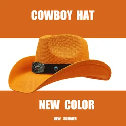Western Cowboy hat straw for men and women hat Fashion big Brim straw hat Outdoor Sunshade Jazz Hat Panama sombrero vaquero homb