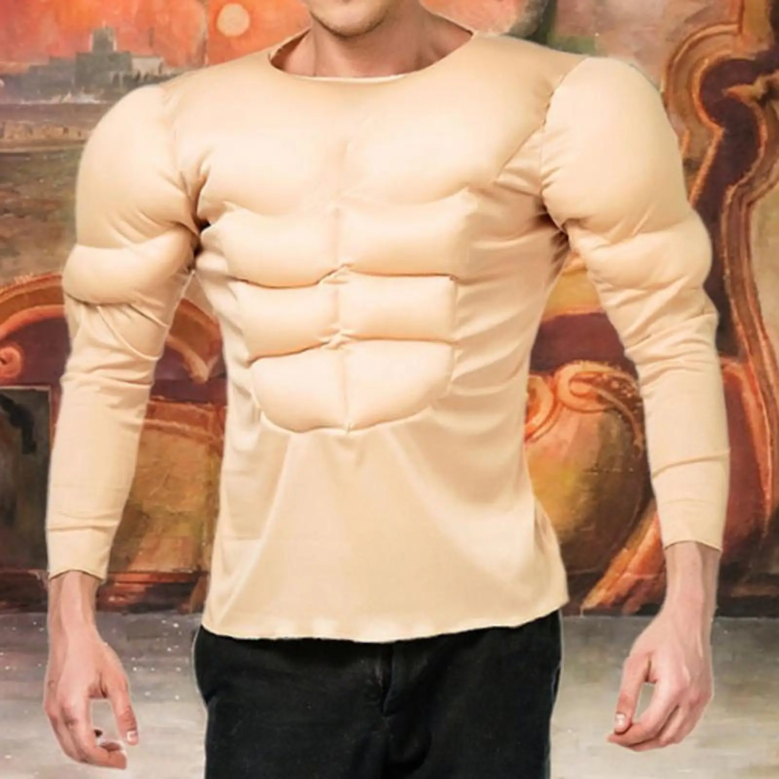 Men Muscle Shirt Costume Simulation Creative 3D Comfortable Adults Bodybuilder