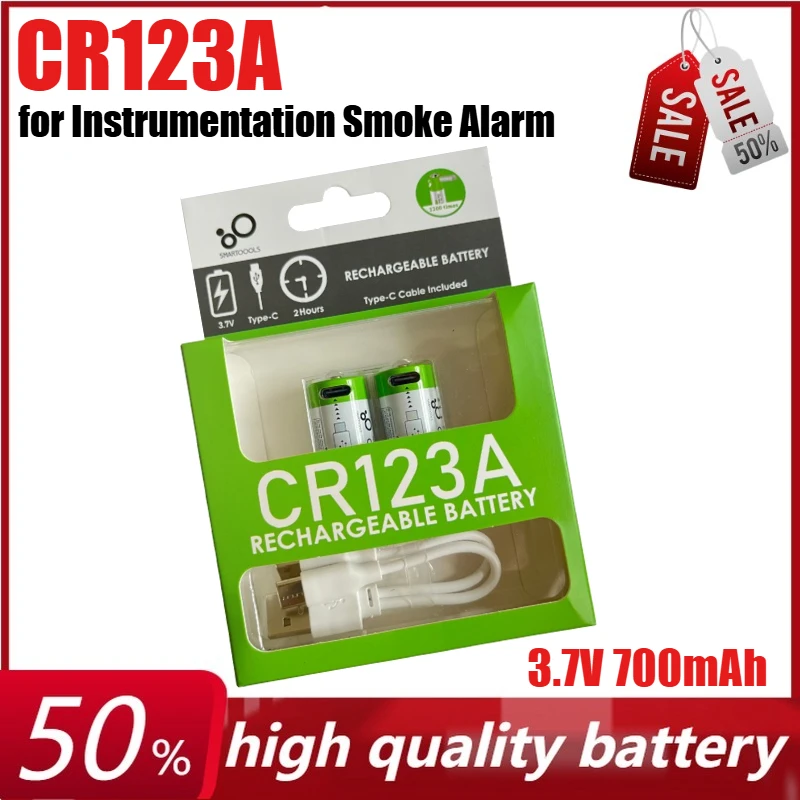 

3.7V 700mAh CR123A Large Capacity Lithium Battery for Instrumentation Smoke Alarm Mobile Phone Charging Wireless Camera