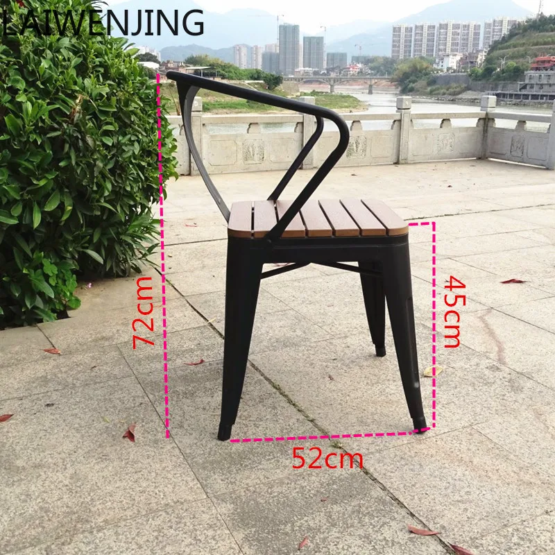 HLZ Outdoor Table and Chair Set for Courtyard, Cafe, Balcony, Terrace, Bar, Iron Art Leisure Plastic Wood Table and Chair