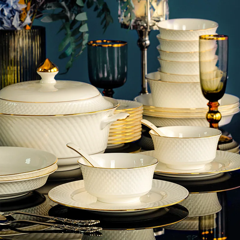 

Underglaze color Jingdezhen ceramic tableware high white porcelain gold