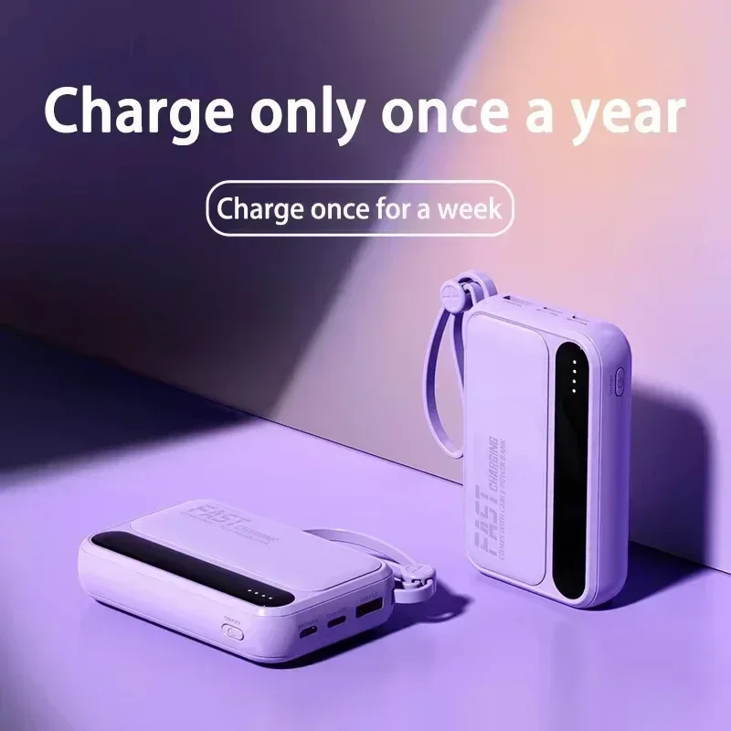 Lenovo 500000mAh 4 Cables CCC Mini Power Bank Fast Charging Large Capacity Portable External Battery Supply For iPhone Xiaomi