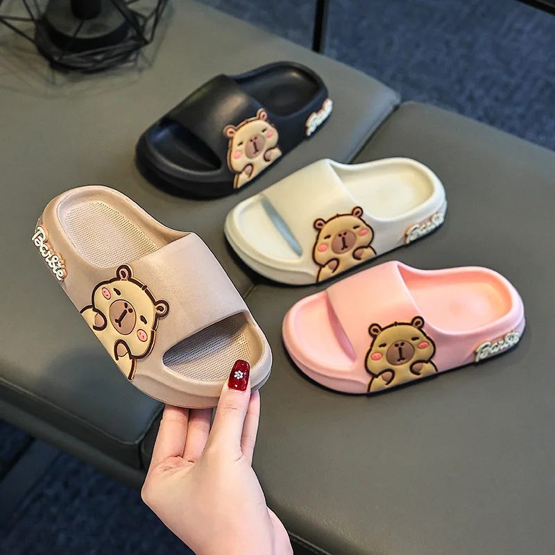 Children Slippers Cute Cartoon Girl  Home Slippers 2-7 Years Old Capibala Boys Non Slip Soft Soled Bathroom Slippers