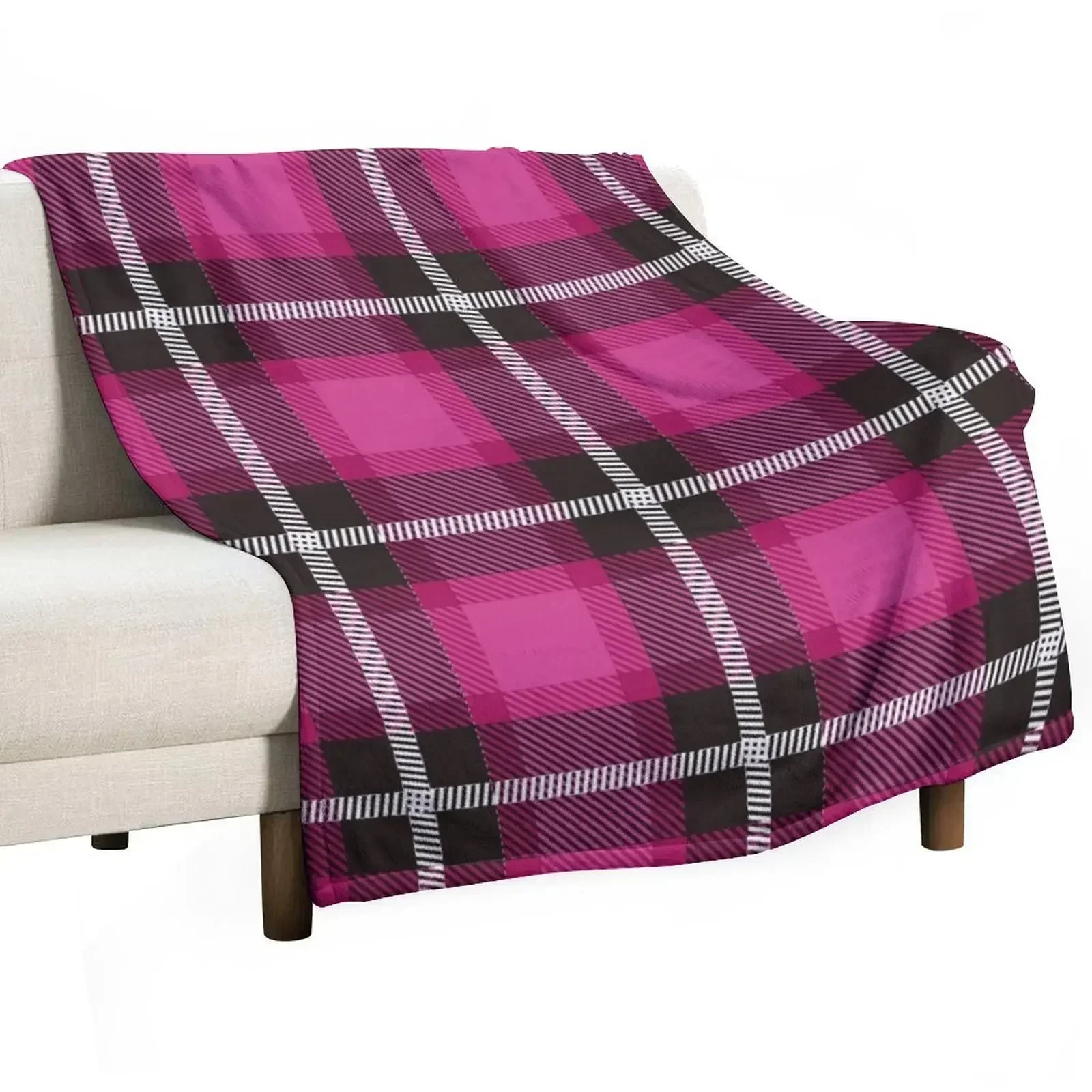 

Magenta Plaid Throw Blanket Bed covers Vintage Extra Large Throw Comforter Blankets