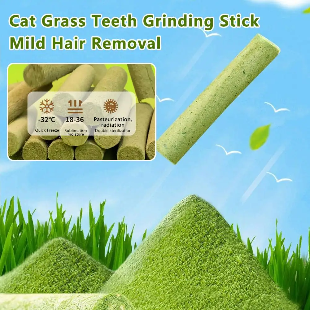 6Pieces Cat Grass Teeth Grinding Stick Pet Snacks Hairball Removal Mild Hair Row Ready To Eat Cat Baby Cat Teeth Cleaning Sticks