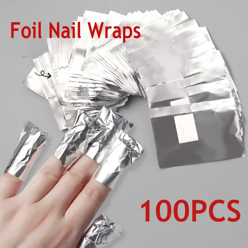 50/100PCS Folie Nagel Wraps Gel Nagellak Remover Folie Wraps voor Nagels Losweken Gel Remover met Wattenschijfje Verwijderen Nagellak