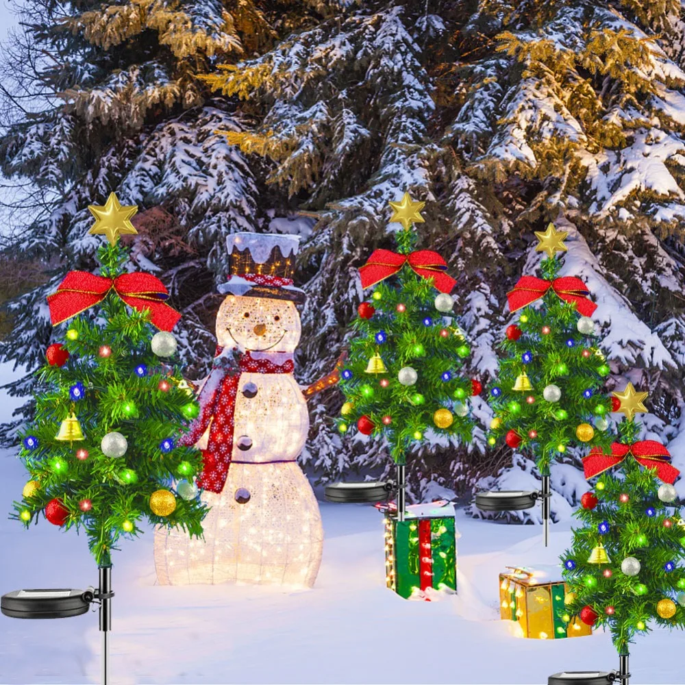 

Spotlight Christmas Tree Floor Lights Waterproof Four Colors Solar Christmas Tree Lights Luminescence Colored Fruit Garden