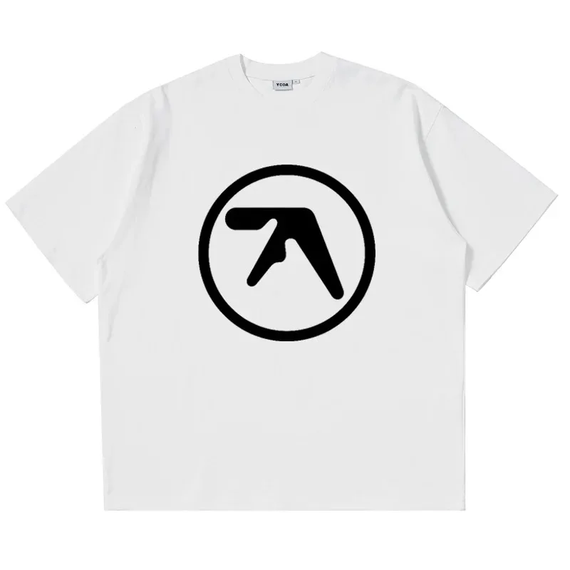 Men T-Shirt Aphex Twin Shirt 100% Cotton Print Oversized Y2k Streetwear Tees Short Sleeve Tops Korean Fashion Aesthetic Clothing