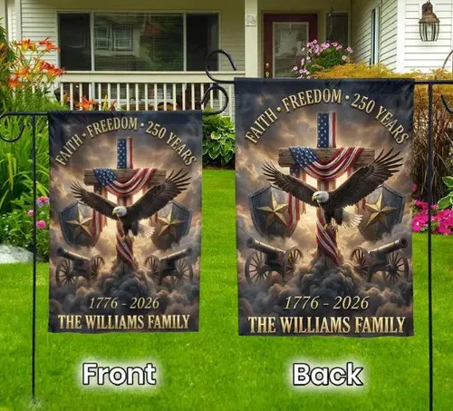 Custom Family Patriotic Flag, USA 250 Anniversary Garden Flag ZZY