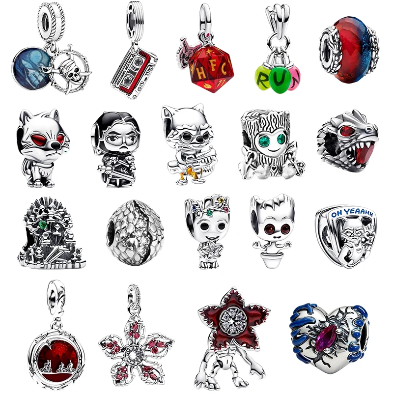 Guardians Galaxy, Game Thrones, Stranger Things Charms Pendants, Fits Silver Snake Bracelets Necklaces, DIY Jewelry Gifts
