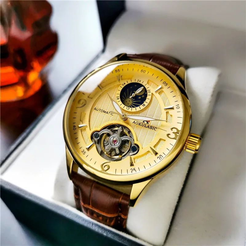 Counter Genuine Goods Automatic Mechanical Watch Men's Watch Waterproof Luminous Casual Business Leather Men's Watch Simple Fash