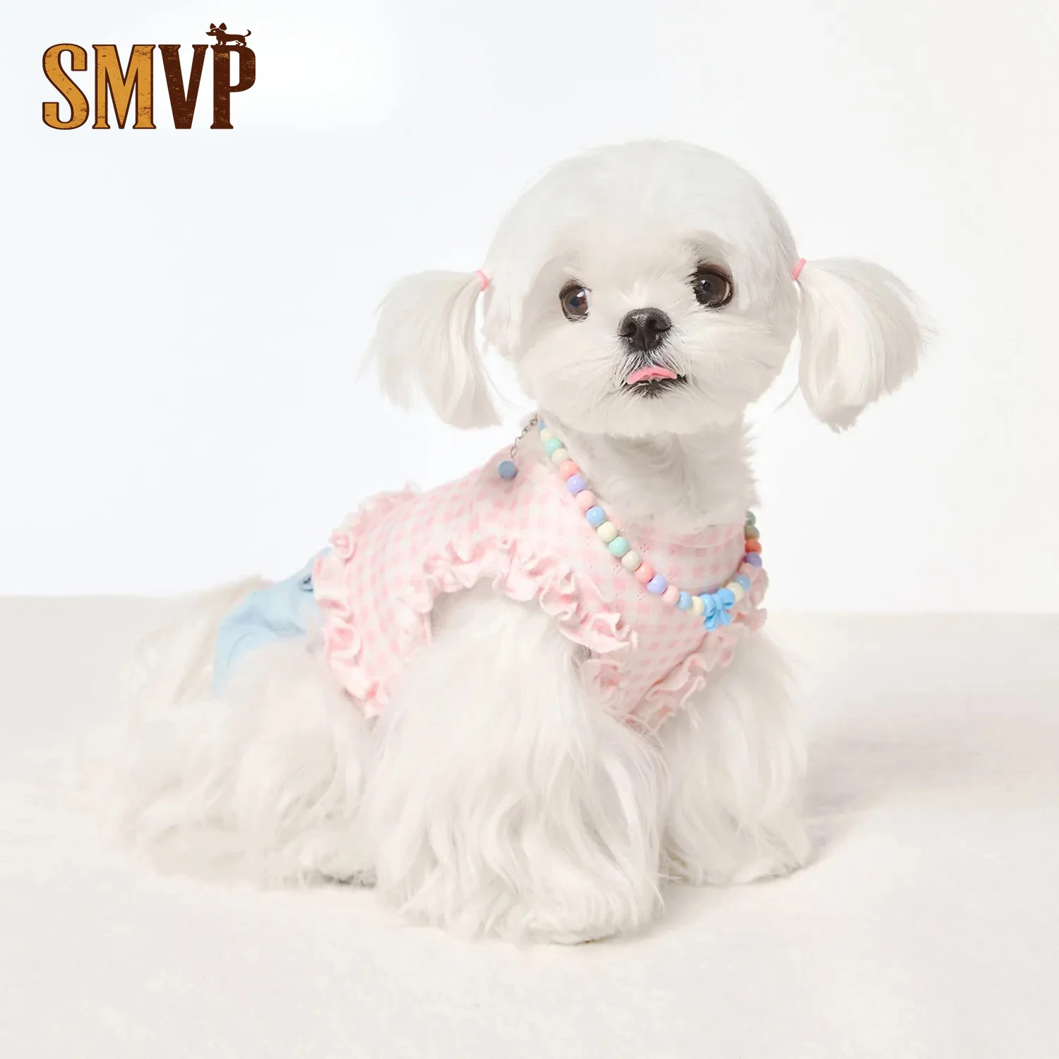 

Sweet Cute Ruffle Top Pink Plaid Breathable Pet Dog Clothes Small Dog Dress Small Dog